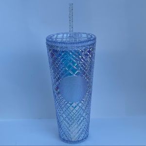 Starbucks Rare White Rainbow Iridescent Grid / Studded 24oz Tumbler